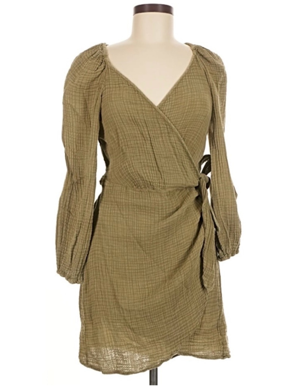 Anthropologie Olive Wrap Dress with Long Sleeves boho XS